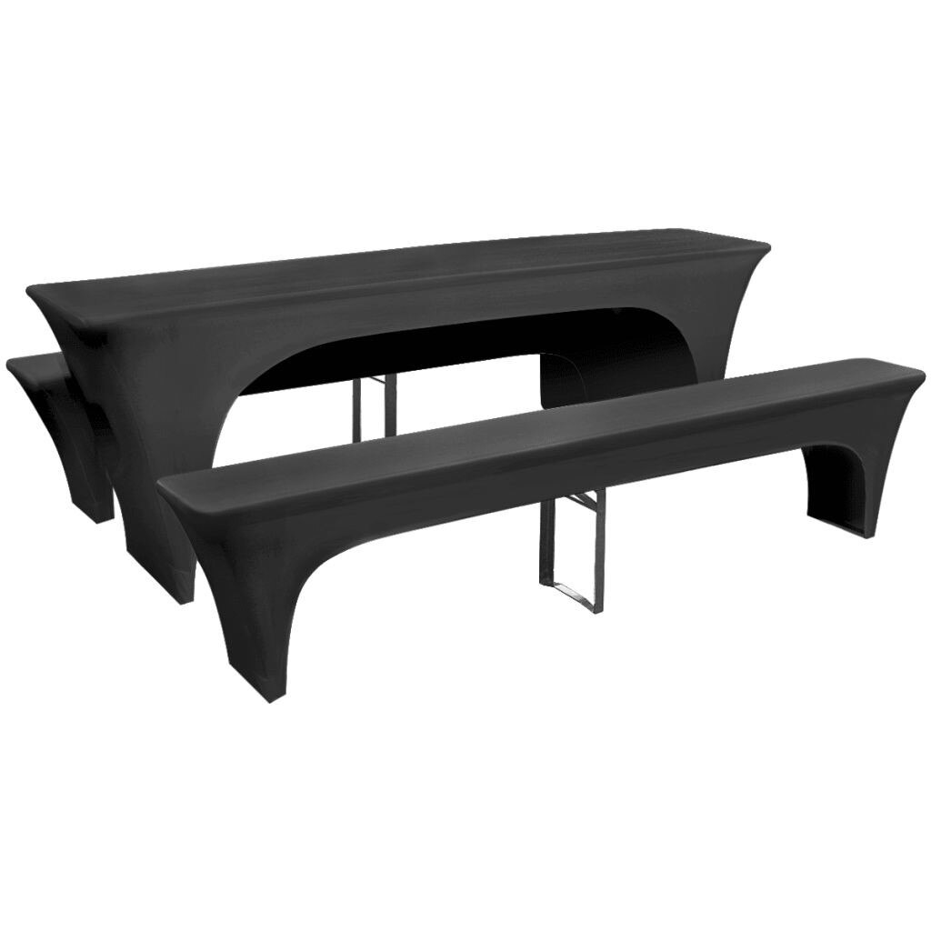 Set de 3 husa pentru masa si bancute, vidaXL, Tesatura, 220 x 50 x 80 cm, Gri